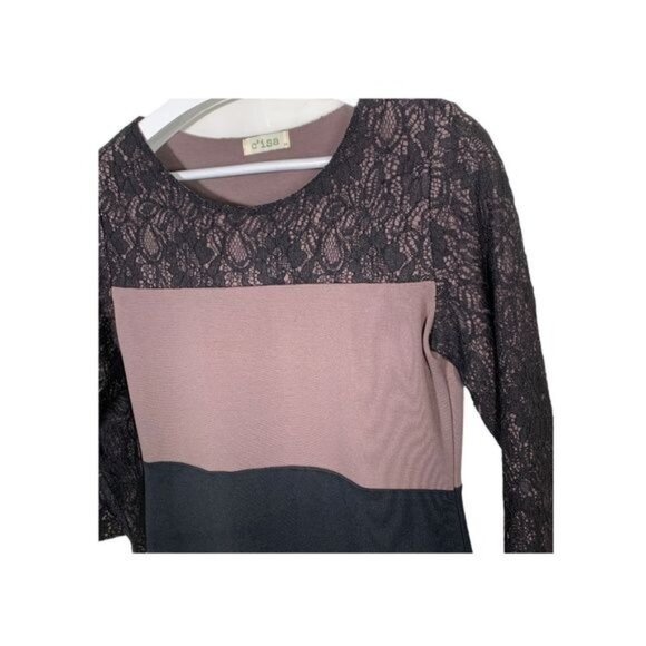 Cisa Dress Womens Sz Medium Mini Sheath Pencil Colorblock Lace Fall Casual Work - Picture 4 of 9